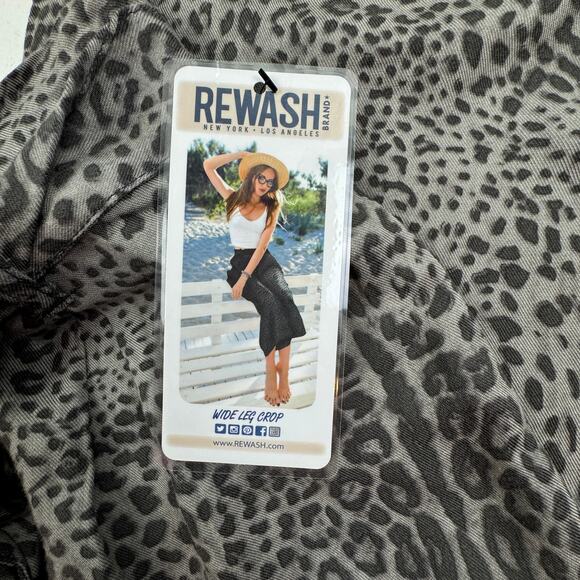 Rewash Animal Leopard Print Paperbag Wide Leg Rayon Cropped Pants Women's M - Picture 8 of 9